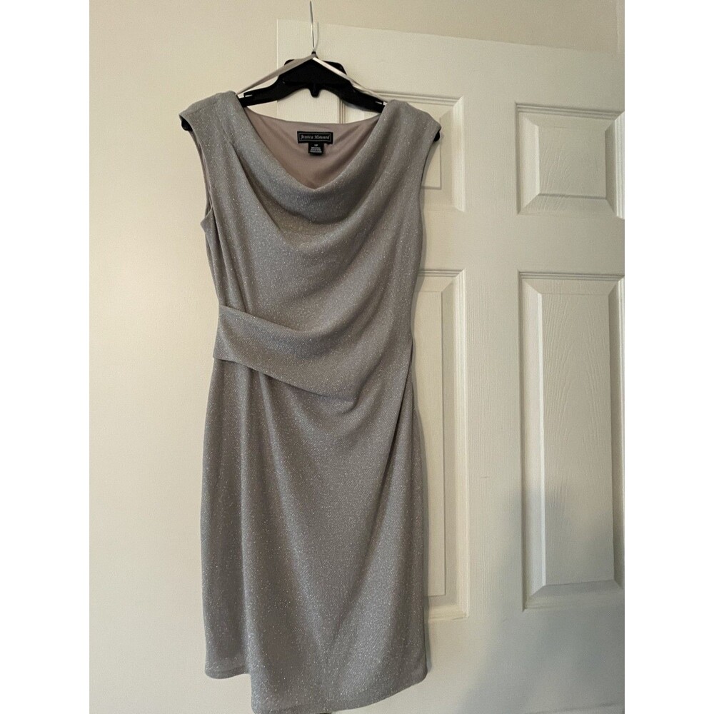 Jessica Howard Size 10P 10 Petite Dress Black Silver Sparkle Sleeveless Sheath
